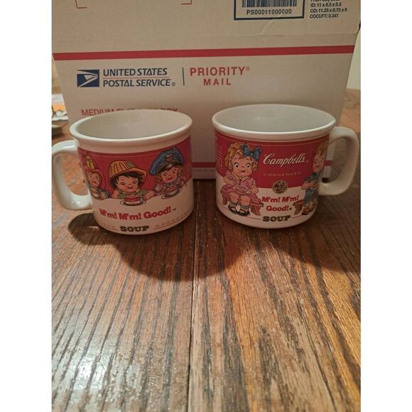 Lot 2 Vintage 1999 Westwood Campbells Soup M'm M'm Good Cups Mugs Coffee Soup - Picture 1 of 7